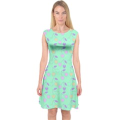 Mint Heart Cherries Capsleeve Midi Dress