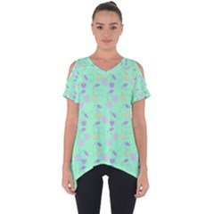 Mint Heart Cherries Cut Out Side Drop Tee