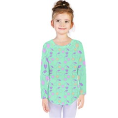 Mint Heart Cherries Kids  Long Sleeve Tee