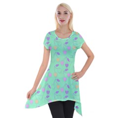 Mint Heart Cherries Short Sleeve Side Drop Tunic