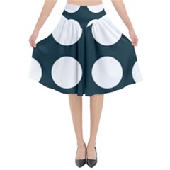 Big Dot Teal Blue Flared Midi Skirt by snowwhitegirl