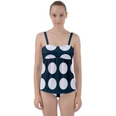 Big Dot Teal Blue Twist Front Tankini Set