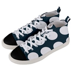 Big Dot Teal Blue Men s Mid-top Canvas Sneakers