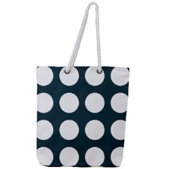 Big Dot Teal Blue Full Print Rope Handle Tote (large) by snowwhitegirl