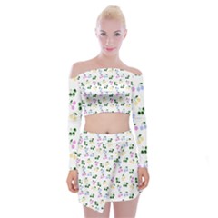 Green Cherries Off Shoulder Top With Mini Skirt Set by snowwhitegirl