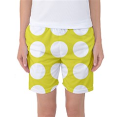 Big Dot Yellow Women s Basketball Shorts by snowwhitegirl