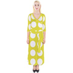 Big Dot Yellow Quarter Sleeve Wrap Maxi Dress by snowwhitegirl