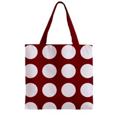 Big Dot Red Zipper Grocery Tote Bag by snowwhitegirl