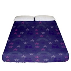 Music Stars Blue Fitted Sheet (california King Size) by snowwhitegirl