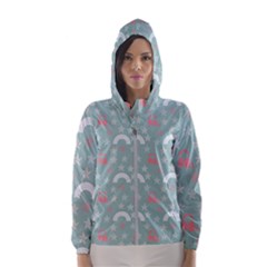 Music Stars Sky Blue Hooded Wind Breaker (women) by snowwhitegirl