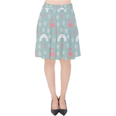 Music Stars Sky Blue Velvet High Waist Skirt by snowwhitegirl