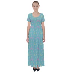 Music Stars Seafoam High Waist Short Sleeve Maxi Dress