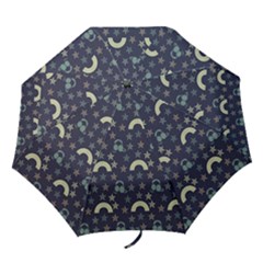 Music Stars Dark Teal Folding Umbrellas by snowwhitegirl