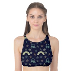 Music Stars Dark Teal Tank Bikini Top by snowwhitegirl