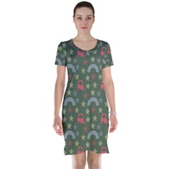 Music Stars Grass Green Short Sleeve Nightdress by snowwhitegirl