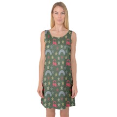 Music Stars Grass Green Sleeveless Satin Nightdress by snowwhitegirl