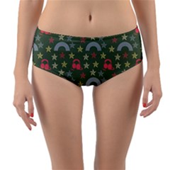 Music Stars Grass Green Reversible Mid-waist Bikini Bottoms by snowwhitegirl