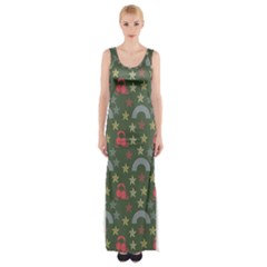 Music Stars Grass Green Maxi Thigh Split Dress by snowwhitegirl