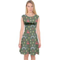 Music Stars Grass Green Capsleeve Midi Dress by snowwhitegirl