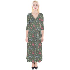 Music Stars Grass Green Quarter Sleeve Wrap Maxi Dress by snowwhitegirl