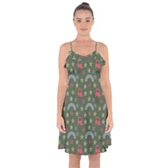 Music Stars Grass Green Ruffle Detail Chiffon Dress by snowwhitegirl