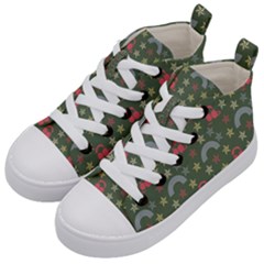 Music Stars Grass Green Kid s Mid-top Canvas Sneakers by snowwhitegirl