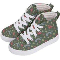 Music Stars Grass Green Kid s Hi-top Skate Sneakers by snowwhitegirl