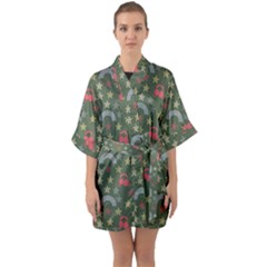 Music Stars Grass Green Quarter Sleeve Kimono Robe by snowwhitegirl