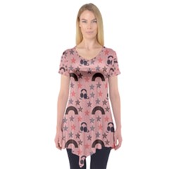 Music Stars Peach Short Sleeve Tunic  by snowwhitegirl