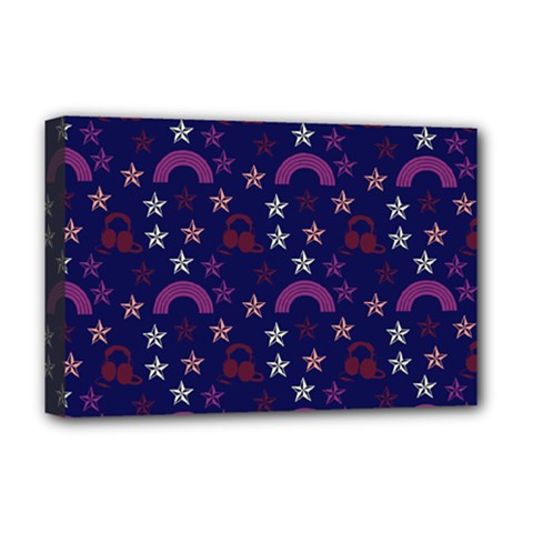 Music Stars Navy Deluxe Canvas 18  X 12   by snowwhitegirl