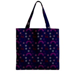 Music Stars Navy Zipper Grocery Tote Bag by snowwhitegirl