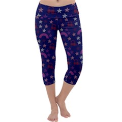 Music Stars Navy Capri Yoga Leggings by snowwhitegirl