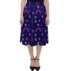 Music Stars Navy Folding Skater Skirt