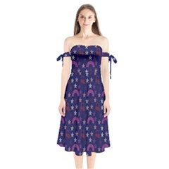 Music Stars Navy Shoulder Tie Bardot Midi Dress by snowwhitegirl