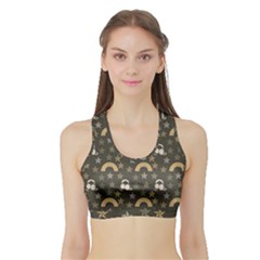 Music Stars Grey Sports Bra With Border by snowwhitegirl