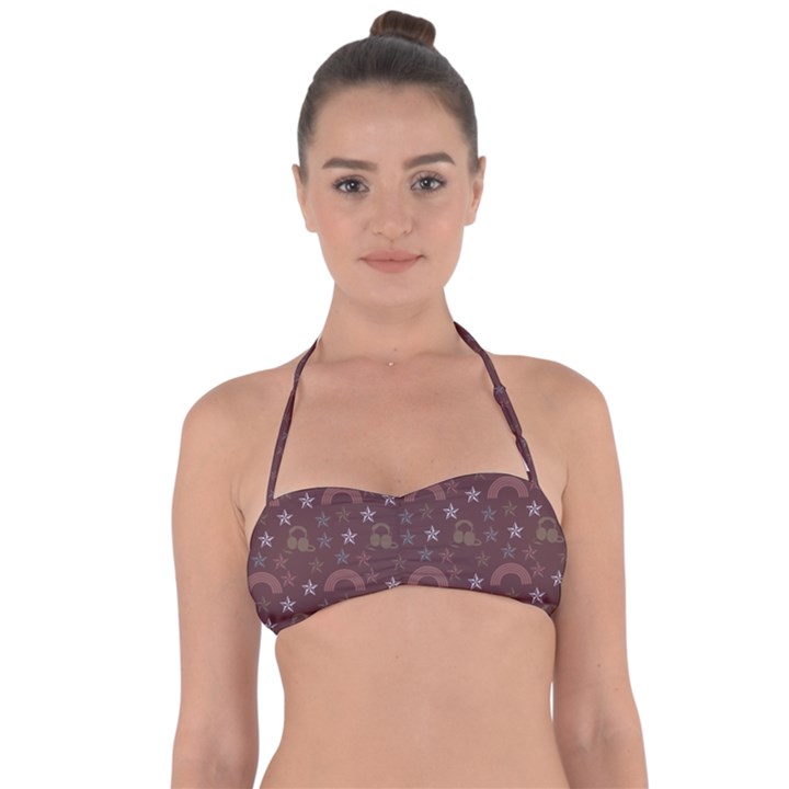 Music Stars Brown Halter Bandeau Bikini Top