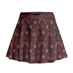 Music Stars Brown Mini Flare Skirt by snowwhitegirl