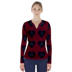 Cupcake Blood Red Black V-neck Long Sleeve Top by snowwhitegirl