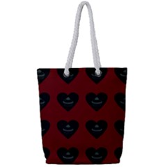 Cupcake Blood Red Black Full Print Rope Handle Tote (small)