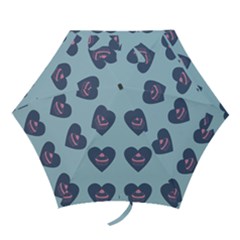 Cupcake Heart Teal Blue Mini Folding Umbrellas by snowwhitegirl