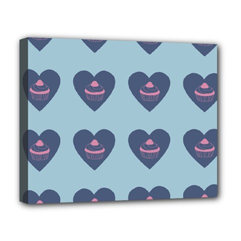 Cupcake Heart Teal Blue Deluxe Canvas 20  X 16   by snowwhitegirl