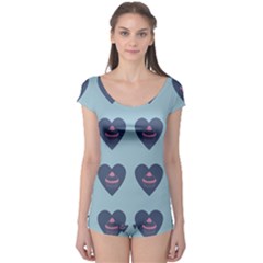 Cupcake Heart Teal Blue Boyleg Leotard  by snowwhitegirl