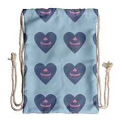 Cupcake Heart Teal Blue Drawstring Bag (large) by snowwhitegirl