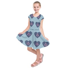 Cupcake Heart Teal Blue Kids  Short Sleeve Dress by snowwhitegirl