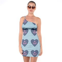 Cupcake Heart Teal Blue One Soulder Bodycon Dress by snowwhitegirl