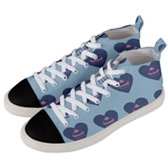 Cupcake Heart Teal Blue Men s Mid-top Canvas Sneakers