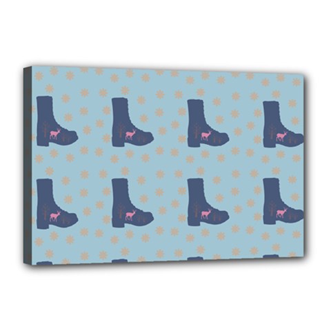 Deer Boots Teal Blue Canvas 18  X 12  by snowwhitegirl