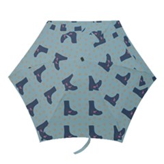 Deer Boots Teal Blue Mini Folding Umbrellas by snowwhitegirl