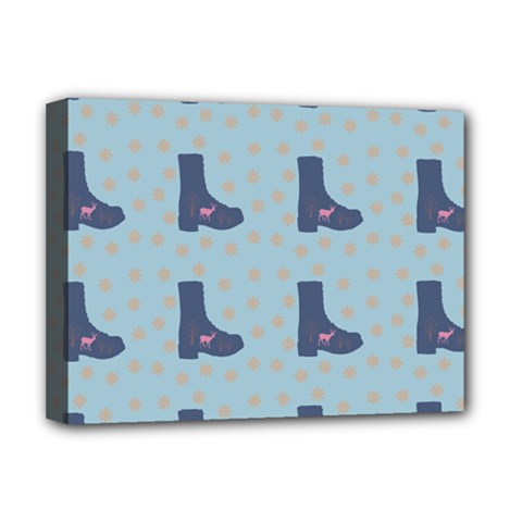 Deer Boots Teal Blue Deluxe Canvas 16  X 12   by snowwhitegirl