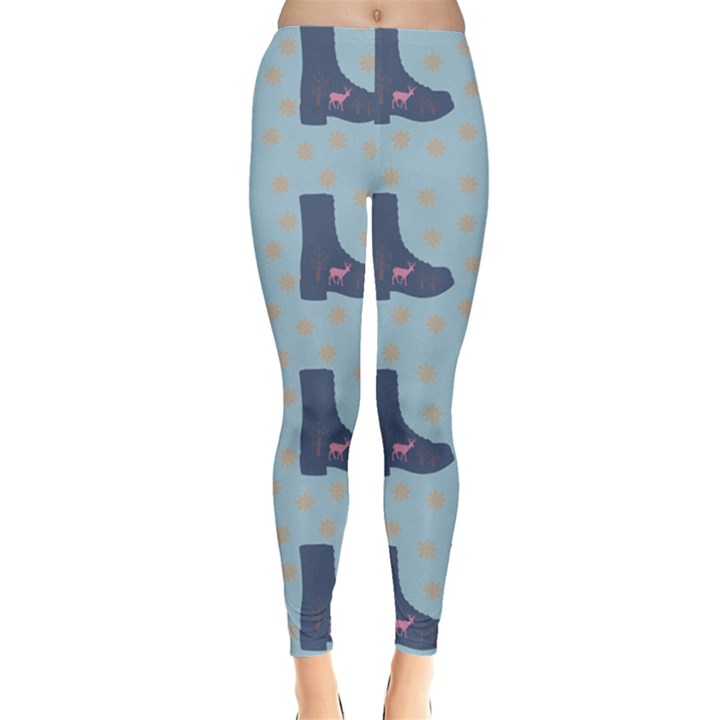 Deer Boots Teal Blue Leggings 